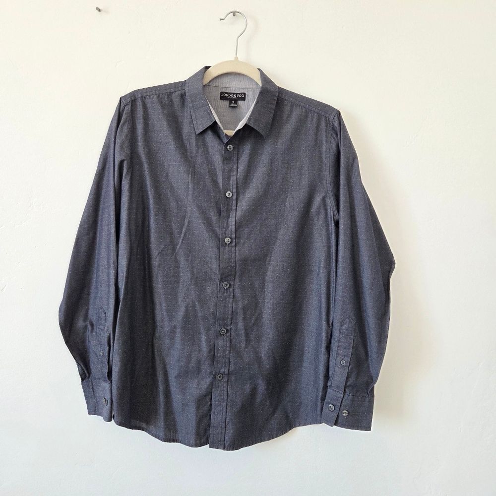 London Fog Dress Shirt Men's Size Small Office Formal Church Classy Gray Buttons